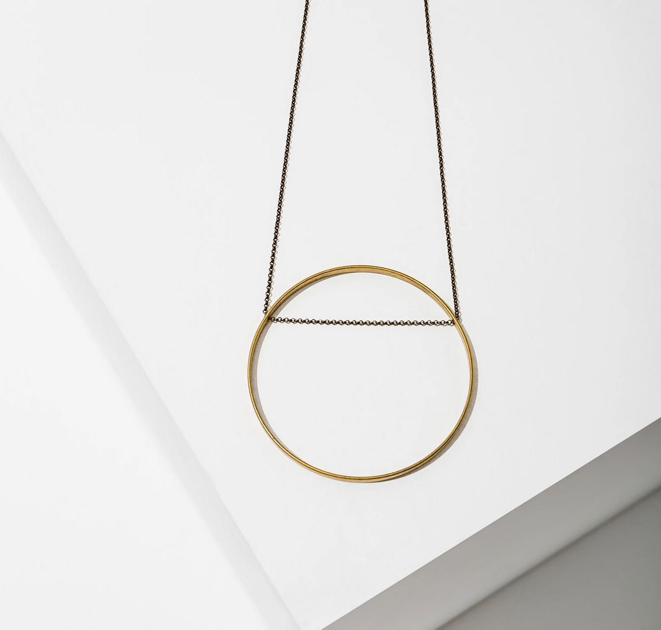 Large Brass Horizon Circle Necklace