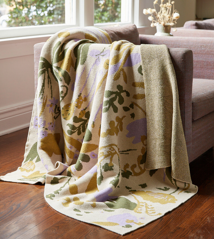 Lilac Poppies & Lotus Blanket