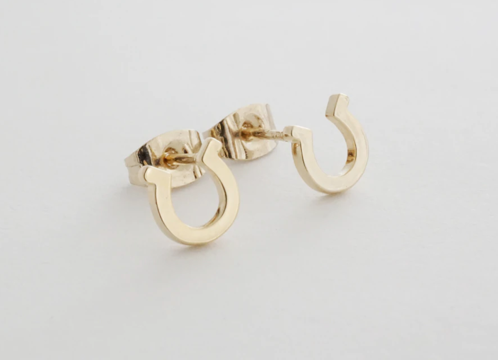 Gold Horseshoe Stud Earrings