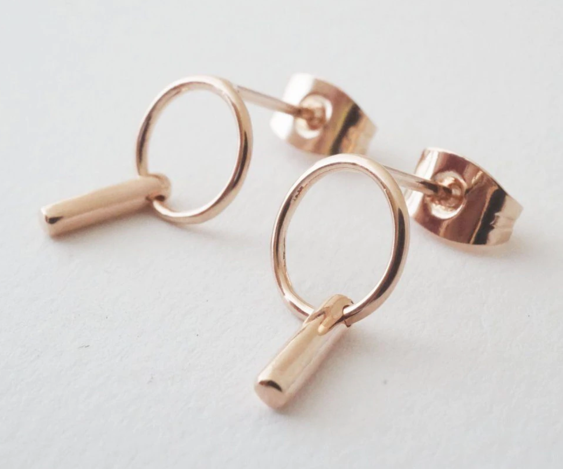 Rose Gold Circle Line Earrings