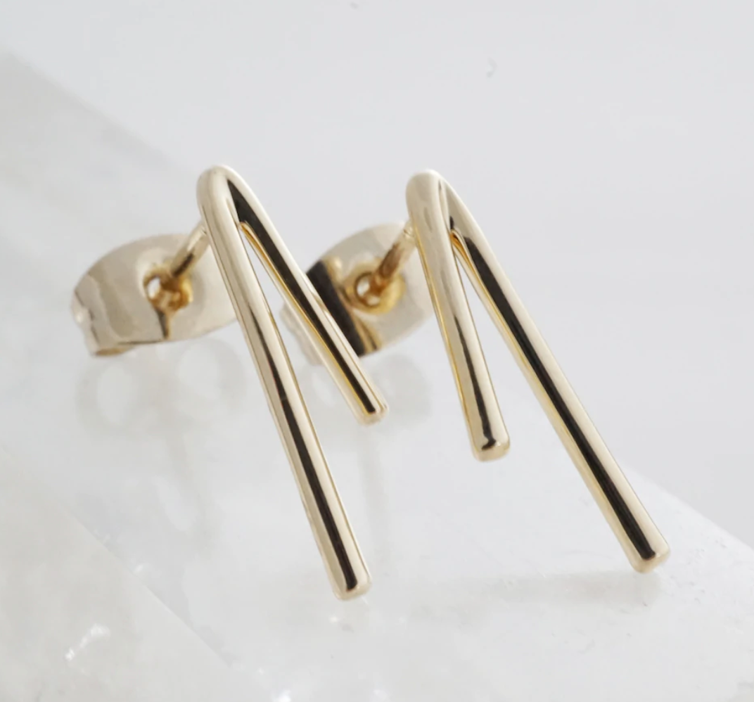 Gold Lucy Bar Stud Earrings