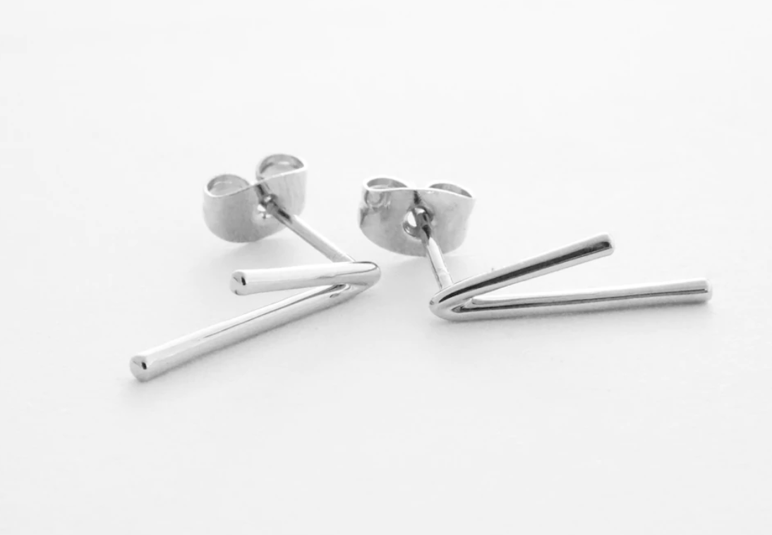 Silver Lucy Bar Stud Earrings