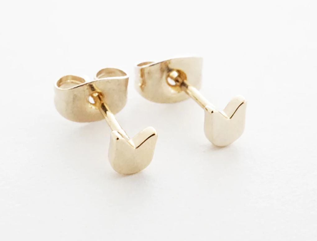 Gold Cat Stud Earrings