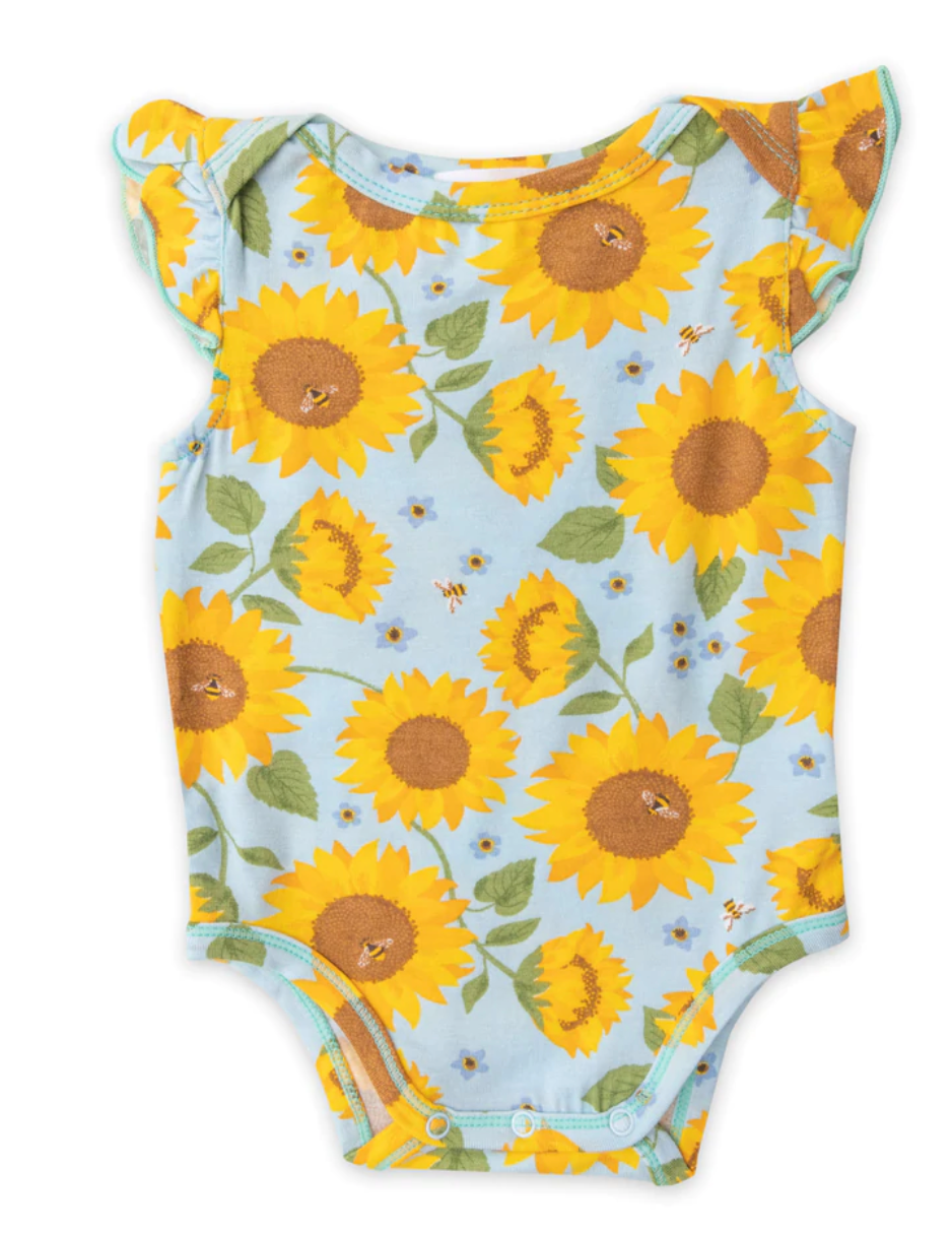6-12 Month Ruffle Sleeve Sunflower Onesie
