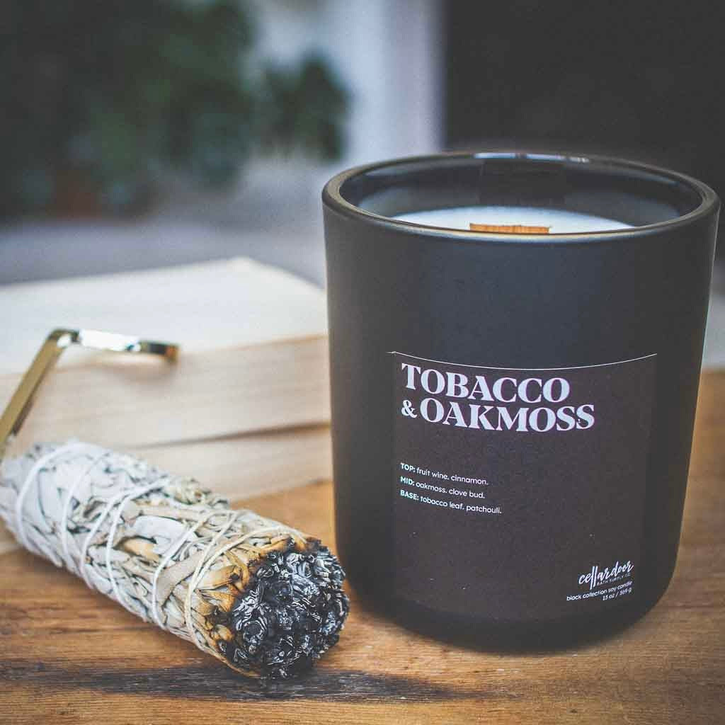 Tobacco & Oakmoss - 13 oz wood wick/soy candle