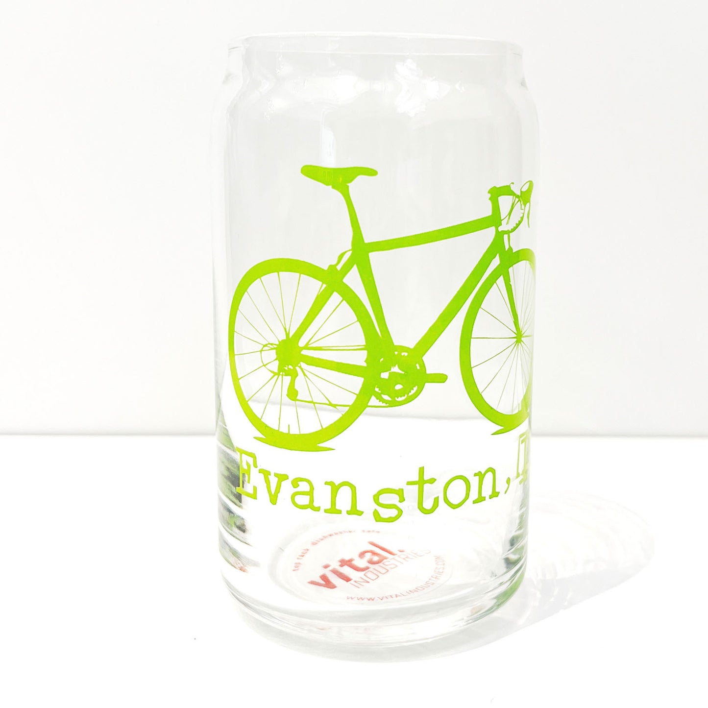Lime Green Evanston Bicycle Can Glass
