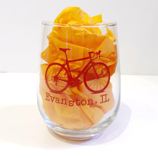 Evanston Red Bicycle Wine Glasses