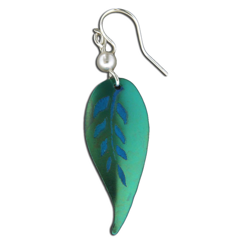 Cala Lily Leaf Niobium/Sterling Silver Earrings