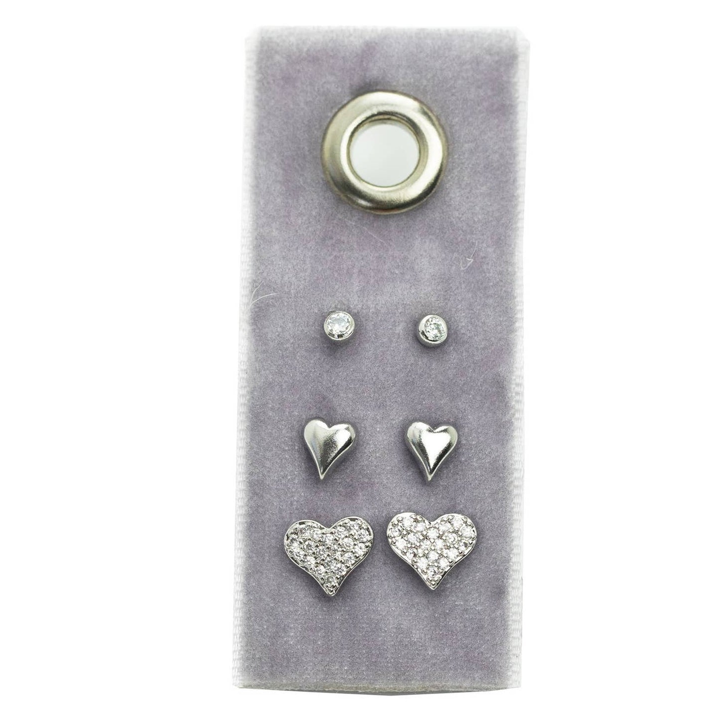 Heart Silver Stud Gift Set - 3 Pairs of Earrings