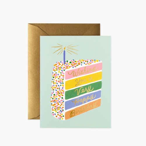 Happy Birthday Rainbow Cake Slice Greeting Card