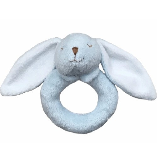 Blue Bunny Baby Ring Rattle