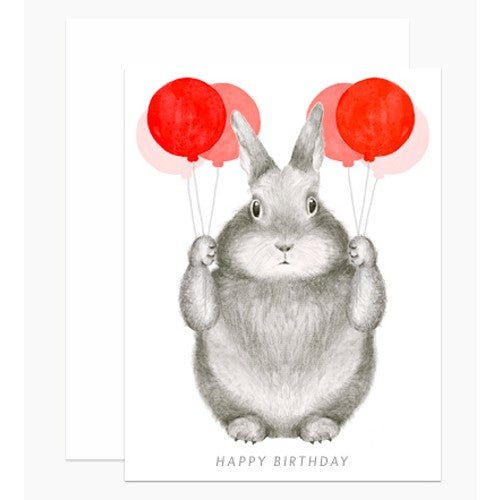 Happy Birthday Bunny Balloons Card