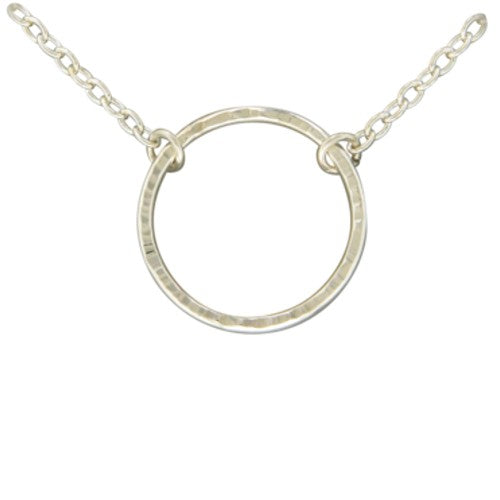 Small Hammered Circle Pendant Necklace