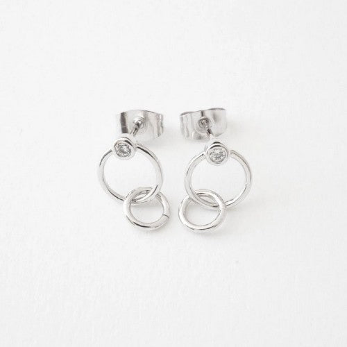 Silver Crystal Link Earrings