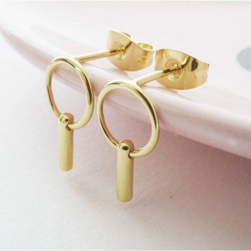 Gold Circle Line Earrings