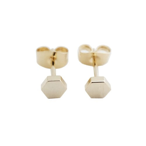 Gold Hexagon Stud Earrings