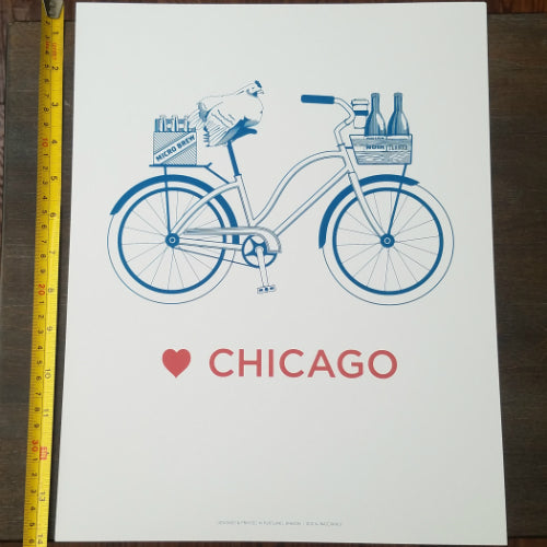 Love Chicago Bicycle Letterpress 11" x 14" Print