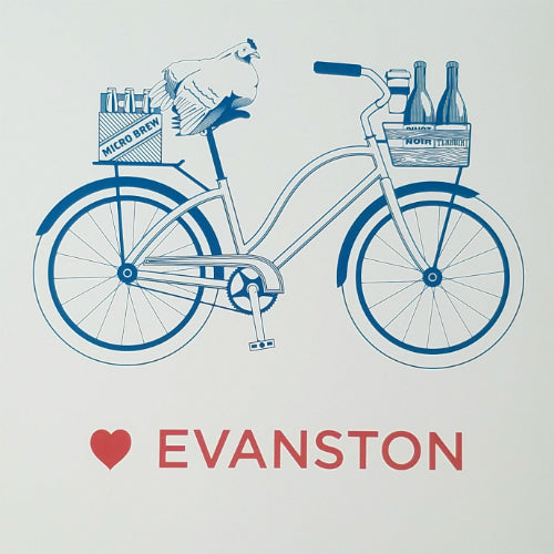 Love Evanston Bicycle Letterpress 11" x 14" Print