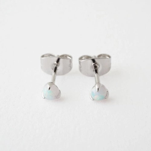 Silver Opal Orb Stud Earrings
