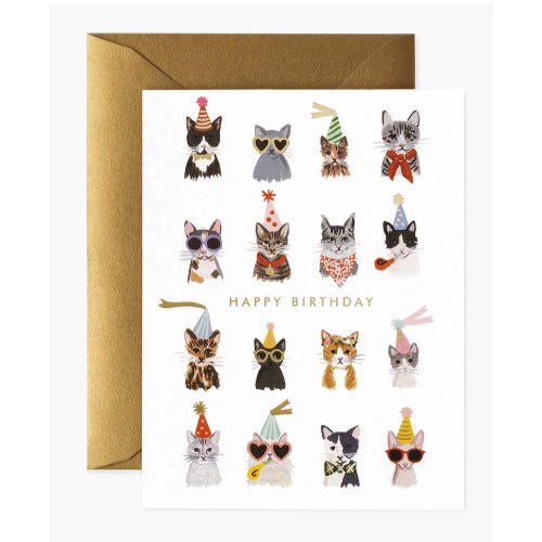 Happy Birthday Party Cats Greeting Card