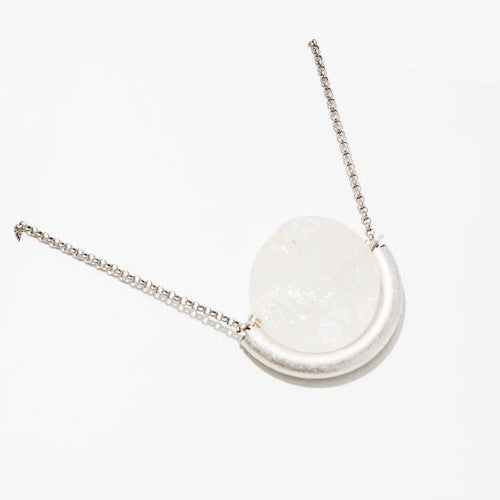 Quartz Sun & Moon Silver Necklace