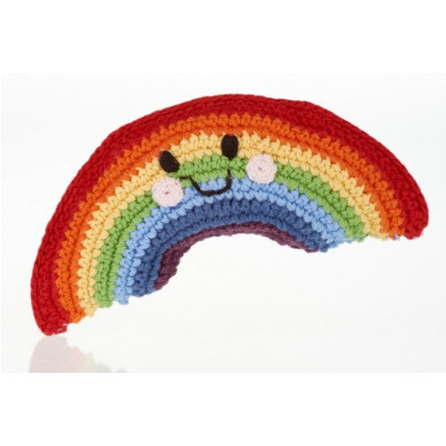 Hand-Knit Friendly Rainbow Rattle