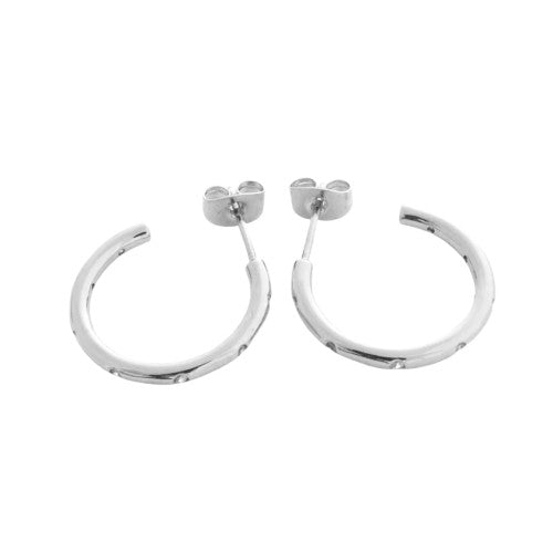 Silver Dotted Crystal Hoop Earrings