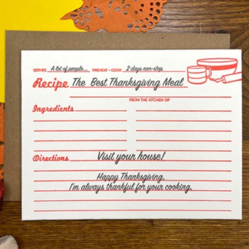 The Best Thanksgiving Meal Recipe Card