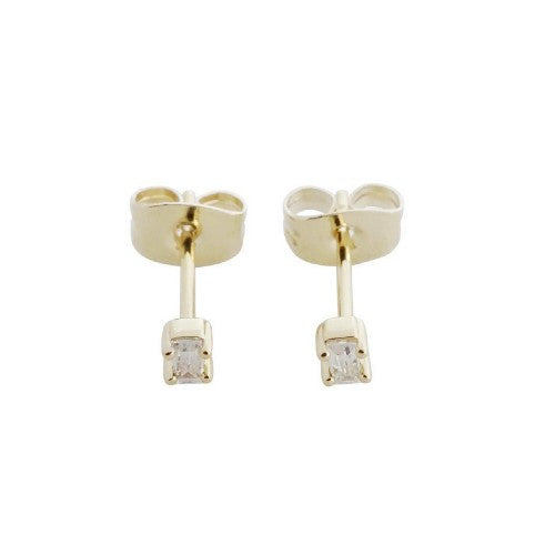 Tiny Crystal Baguette Gold Studs