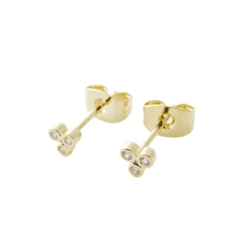 Gold Trinity Crystal Stud Earrings