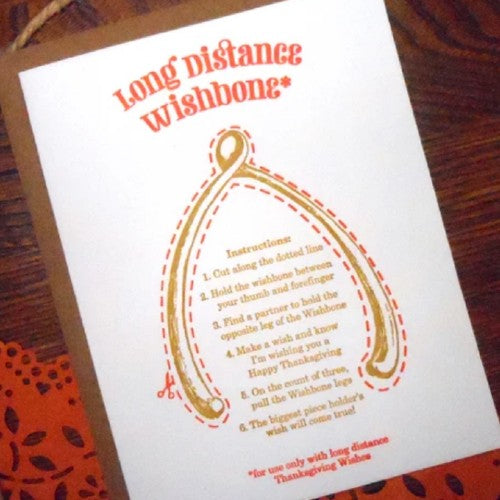 Long Distance Wishbone Thanksgiving Card